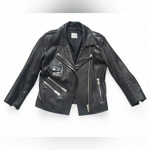 Anine Bing Moto Black Leather Biker Jacket